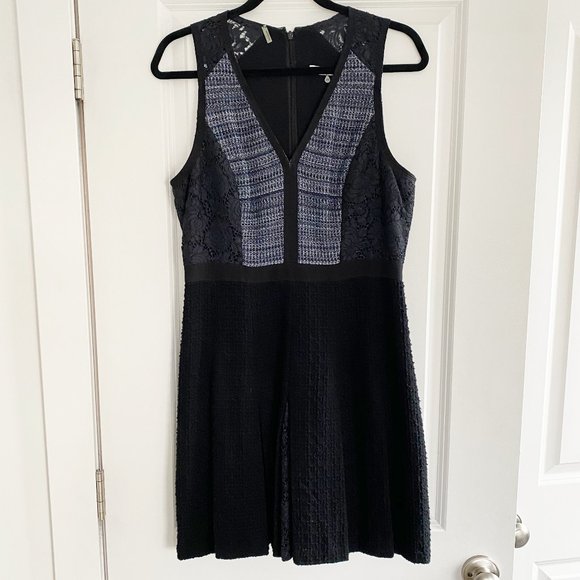 Rebecca Taylor Navy Tweed with Lace, Fit & Flare - Picture 2 of 7